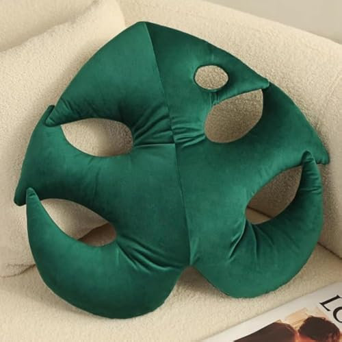 NICEYEA Grün Blattförmiges Kissen Pflanzen Wurfkissen Dekokissen 3D-Blattpflanze Plüsch Blattkissen Bürokissen Sitzkissen Zierkissen Bodenkissen für Schlafzimmer, Büro, Waschbar