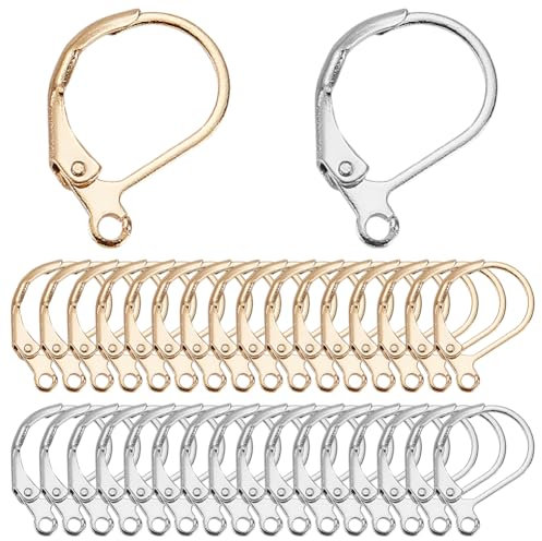 SUNNYCLUE 1 Box Mit 60 echten 18 Karat Vergoldeten Und 925 Sterlingsilber Plattierten Brisur Ohrringen Hebel Haken Frech Brisur Ohrhaken Brisur Ohrring Haken Für Schmuckherstellung Zubehör Zum Selberm