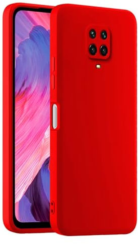 HULLIN Custodia per Telefono in Silicone Colorato, Adatta per Redmi Note 9S / Note 9 Pro (6.67) - Rosso Cina