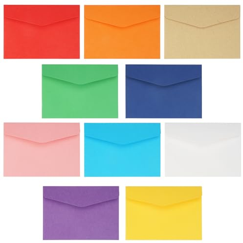 EXIN DEHCEN 100 Stück Mini Umschläge Bunt, Bunte Mini Briefumschläge Bunt, 11.6 × 8.1cm Kleine Umschläge Kuverts, Kuvert Ohne Fenster Klein für Hochzeit, Geburtstag, Weihnachten, Party (10 Farben)
