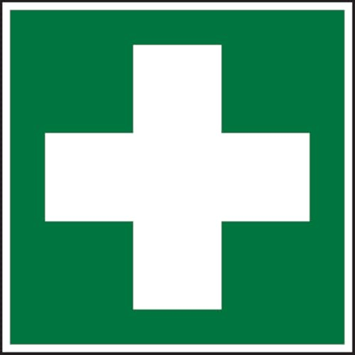 Dreifke® Aufkleber Rettungszeichen, Erste Hilfe E003 | Folie selbstklebend, langnachleuchtend | 50x50 mm | ASR A1.3 (DIN EN ISO 7010), 1 Stk