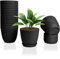 FORAGIFT 16 Pack 15cm Plastic Plant Pots for Indoor Flower Pots, Heavy Duty and Stylish Plant Pots for Indoor Plants with Drainage Holes and Tray for Plants, Flowers, Black