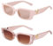 Fentar 2 Paia di Occhiali da Sole da Donna, Occhiali Vintage con Protezione UV400, Occhiali da Sole Rettangolari con Tempio Raffinato,Occhiali da Sole Quadrati Moda Rosa & Marrone Trasparente