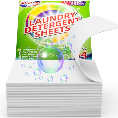 Detersivo Lavatrice Foglietti, Biodegradabile, Completamente Naturale, Confezionamento Senza Plastica, Comodo Ed Efficiente per Viaggiare, Profumo Di Lavanda, 32 Foglietti, Per 64 Lavaggi