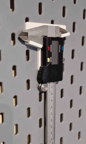Robuster Skadis Messschieber Halter – Kompatibel mit Skadis Pegboard – Perfekte Werkzeugorganisation für Handwerker (Weiß)