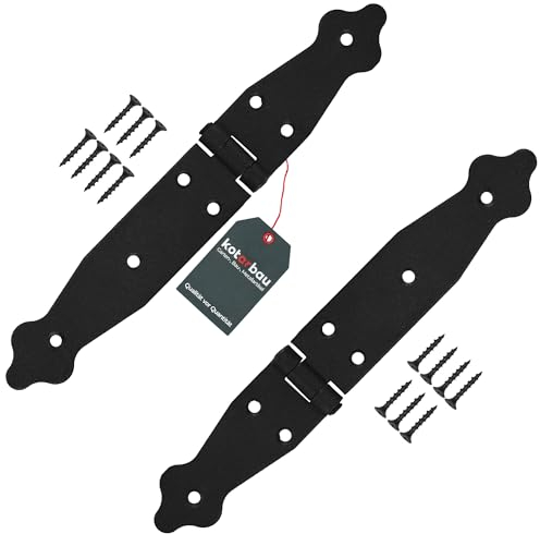 KOTARBAU® 2er Set Ladenband Türbänder 100 x 150 x 35 mm aus Pulverbeschichtetem Stahl Torscharnier Türband Schwarz Scharniere Klappbar Fensterscharnier Holztür Gartentor Scharnier Kistenband Torbeschl