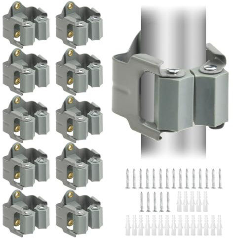 WMYCONGCONG 10 PCS Mop Broom Holder Wall Mount Brush Holder for Garage Garden Shed Storage Garden Tool Organizer Storage Rack with Screws