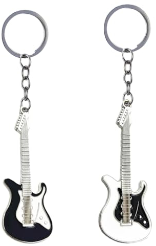 2 pièces Porte - Clés Guitare, Porte - Clés pour Guitare Électrique, Porte-Clés Créatif En forme D'instrument de Musique, Pour cadeau Muscal RockMusic, Cadeaux de Noël