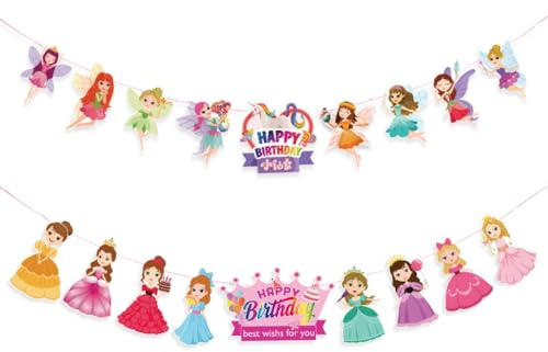 Prinzessin Geburtstag Banner, Fee Banner Mädchen Dusche Dekoration Mädchen Flagge Prinzessin Logo Flagge Mädchen Party Dekoration
