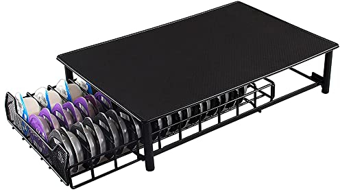Willonin Support pouvant contenir 60 capsules empilables,Porte-dosettes Tassimo, Rangement Porte Capsules de Café, Étagère à tiroir filet, Organisateur de Dosettes. (28*42*9.5cm,Noir)