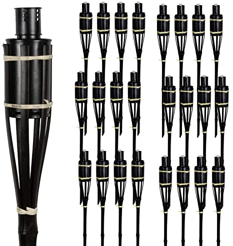 24x Bambus Gartenfackel 65cm nachfüllbar outdoor (schwarz)