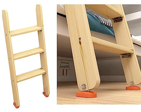 FZZIBQYR Scaletta per Letto a Castello Doppia in Legno per Scale per Mansarda Camper, Scaletta per Letto a Castello Universale con Poggiapiedi in Gomma Antiscivolo, Scaletta per Salita Laterale del L