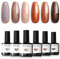 Modelones Gel Nail Polish Set, 6 Colors Autumn Nude Orange Chameleon Gel Polish Brown Gel Nail Polish Set Soak Off Glitter Nail Gel Nail Art DIY Manicure Salon and Home for Women