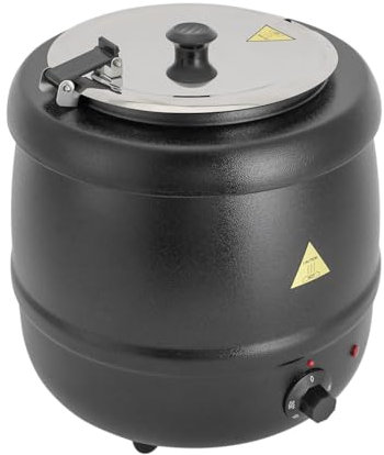 Suppentopf 10 Liter, Mahlzeit Suppenkessel Elektrisch mit Herausnehmbarem Edelstahl Einsatz und Kappbarem Deckel für Buffet Catering Gastro und Party