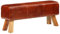 Genérico Wenjingqi-351102 Bank aus Mangoholz und braunem Leder, 110 cm