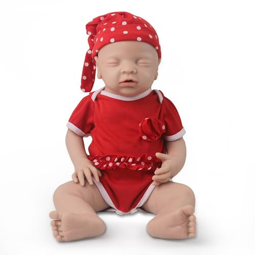 IVITA Ganzkörper Silikon Reborn Baby Puppe Weich Offener Mund Neugeborene Babypuppe Kann Schnuller Fressen Mädchen 40CM