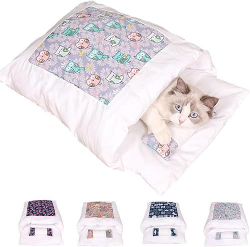 Sac de couchage orthopédique pour chat, le sac de couchage doux et chaud pour chats, coussin amovible et lavable, couchage et mobilier pour chats,lit pour chat grotte de chat maison,grotte chat,coucha