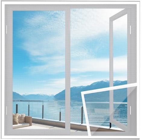 Mousitiquere Baie Vitrée 60x160cm Blanc Moustiquaire sur Mesure de Porte Anti Insecte Mouche Moustique pour Porte d Entrée Intérieur/Patio