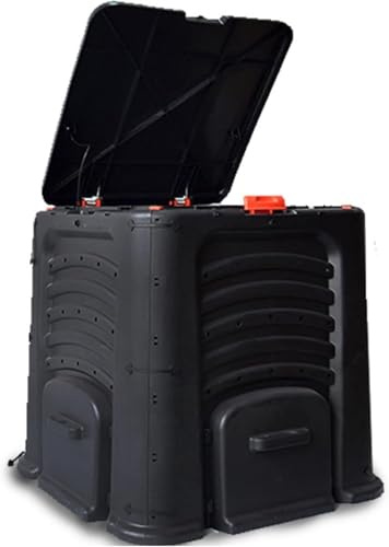 Kitchen Compost Caddy, Box with Top Flip Lid and 4 Bottom Exit Door, BPA Free Material, Grass Food Trash Can Composter Barrel for Garden Yard, Easy As