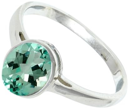 JEWELFORCE 925 Sterling Silber Aquamarin Lab Grown Edelstein Ring Herren Damen Steinbandring Alle Größen Ring Handgefertigter Schmuck JSR-1156AY_55 (17.5)
