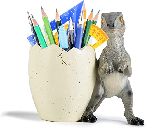 Desk Topper, Tischaufsatz Kunsthandwerk Stifthalter in Dinosaurier-Ei-Form – Stifteköcher aus Kunstharz mit süßem Tiermotiv, Aufbewahrungsbox fürs Büro, Deko-Accessoires for Kinder und Jungen(B)