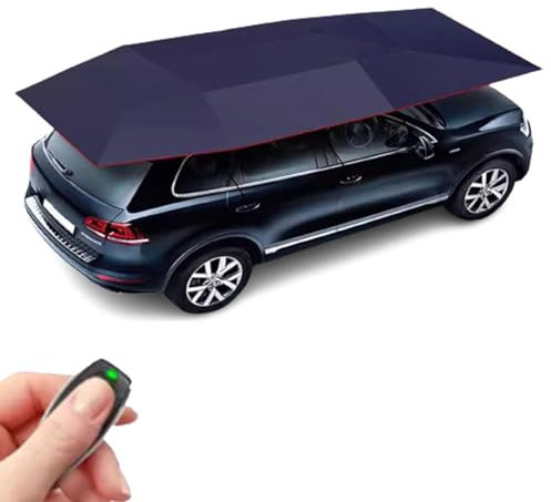 Sonnenschutzdach mit UV-Schutz, vollautomatisches Carport-Autozelt, tragbares, einziehbares Faltdach, für Außenzelte, automatische Fernbedienung, Marineblau, 4,5 x 2,3 Meter