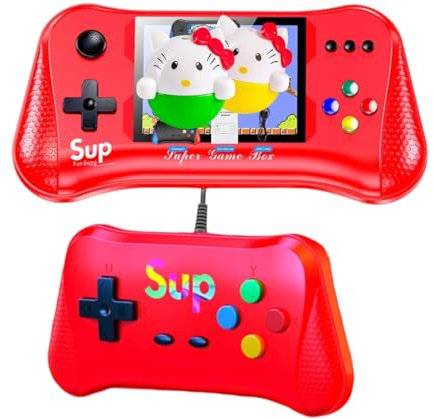 Trendi X7M Retro Handheld Game Console for Kids Adults | 3.5'' LCD Screen Portable Video Game Console with Rechargeable Battery | 500 Classic FC Games Support 2 Players and TV Connection (Red)