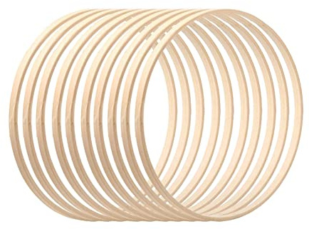 10 Stück Holzringe Zum Basteln, 10/15/20,5/26/30,5 cm Bambus Bastelring Makramee Ringe Traumfänger Ringe, Blumenring Bambusring Kranzringe für Traumfänger, Hochzeitskranz Dekoration, Handwerk