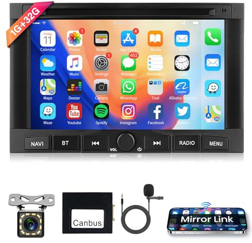 4 Core 32G Android 15 Autoradio für Peugeot 3008 5008 Citroen Partner Berlingo 2010-2016 7 Zoll Touchscreen Autoradio mit Navi GPS WiFi Mirror Link Bluetooth FM/RDS/EQ Lenkradsteuerung Rückfahrkamera
