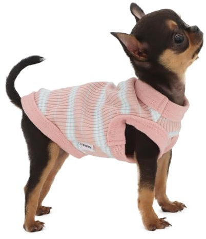 LOPHIPETS 100% Cotton Rib Dog Shirt Vest for Small Dogs Teacup Chihuahua Yorkie Puppy Clothes Tank Tee-Light Pink/XS