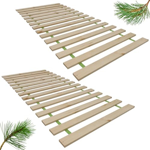 INNOVAHOME Standard Rollrost 160x200 - Zweiteiliger Kiefernholz Lattenrost | 30 Extrabereite Holzleisten aus Massivem Kiefer - Tragkraft bis 280kg - Zweiteiliges Schlafsystem mit Schrauben