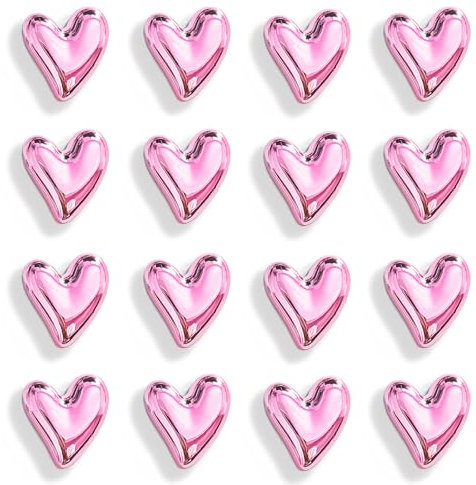 Janlifian 16PCS Pink Fridge Magnets Cute Love Heart Magnet Set 2.1cm Small Heart Decorative Magnets Funny Home Kitchen Refrigerator Office Whiteboard Magnetic Stickers Decoration