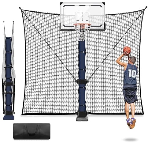 ORIENGEAR Basketball-Rückprallnetz, 3 x 3 m – großes Basketballnetz, Auffangnetz für Outdoor-Reifen, universelle Passform für runde und quadratische Stangen, schnell faltbares Aufbewahrungsdesign +