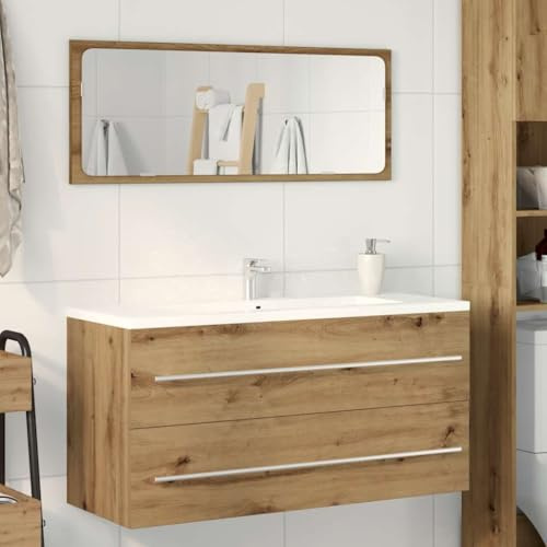 Zeehear Armario para debajo del lavabo de roble Artisan, 100 x 38,5 x 48 cm, mueble de baño, resistente a la humedad, diseño que ahorra espacio para baño