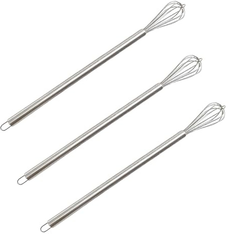 Dargkwn Lot de 3 Mini Fouets en Acier Inoxydable, Petit Fouet de Cuisine pour Tasses, Mélangeur Manuel pour Matcha, Chocolat Chaud et Sauces, Robuste, Passe au Lave-Vaisselle