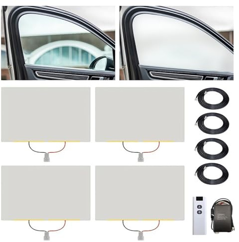 BONXRDUN PDLC Car Window Dimming Film 4 PCS - Remote Control One-Click Tint & Clear Switch, 4-Piece smart dimming films Universal Set for Car Windows(50cm*100cm)