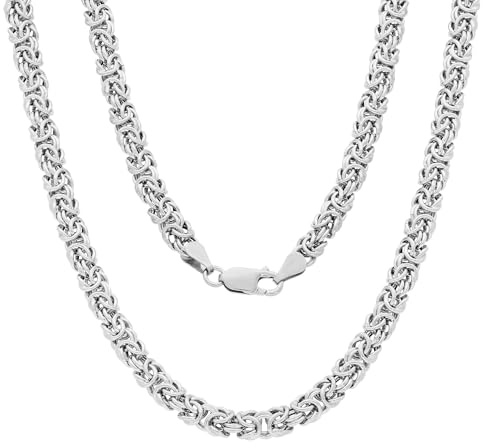 Cavill Silberhalskette 925er Sterling Silber rhodiniert 45 cm mit Karabinerverschluss, 16,22 g, Hochglänzend Geflochtenes Kettenmuster, Vielseitig für Damen und Herren