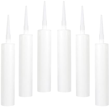 VALICLUD Lot de 6 Tubes de Calfeutrage en Plastique Blancs Vides Réutilisables, Capacité Standard, Adaptés pour Mastic, Colle à Verre et Joints D’étanchéité, Usage Professionnel