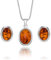 Copal Damen Schmuckset Mit Bernstein Anhänger Und Ohrringen Aus 925 Silber Mit Verstellbarer Schlangenkette