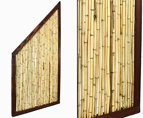 bambus-discount.com Bambus Abschlusselement KohSamui Klassik 180/90x90cm, dunkler Rahmen mit Bambusrohr Füllung B-Ware Sichtschutzwand Sichtschutzelement Sichtschutz