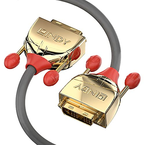 LINDY 36202 2m DVI-D Dual Link Kabel, Gold Line, grau