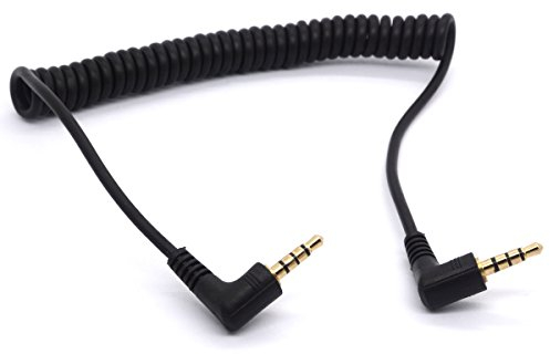 OpenII Coiled AUX Cable 3.5mm Audio Cable Plug Spring 4-Conductor Aux Stereo Extension Cord for Headphones Mp3, Mp4, Tablets, Car, Echo Dot- 1.5m/5Feet