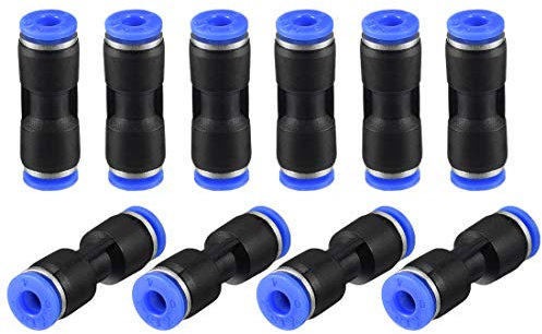 sourcing map Plastic Straight Union Push to Connect Tube Fitting 4mm OD Push Fit Lock Blue 10pcs