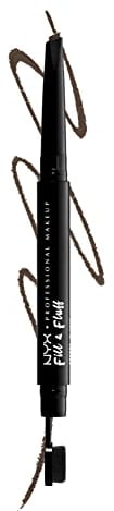 NYX Professional Makeup, Lápiz de Cejas Fill & Fluff, Textura cremosa, Punta precisa, Brocha para difuminar, Ash Brown