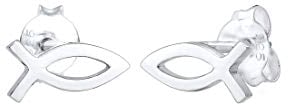 Elli Ohrringe Kinder Ohrstecker Fisch Religion in 925 Sterling Silber