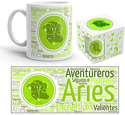 Kembilove Taza de Desayuno Horóscopo de Aries – Taza de café de Signo del Zodiaco de Aries – Tazas de Café y Té Horóscopo Aries – Regalo Original para Parejas, Cumpleaños, Amigos