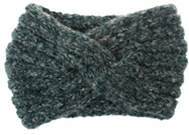 Crochet Turban Headband Woolen Yarn Knitted Headwrap Soft Cross Hair Band Ear Warmer Protector For Women Lady Girls (Green)