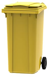 Office Needs Direct Yellow Wheelie Bin Polyethylene 240 Litre Wheeled Recycling Waste Bin