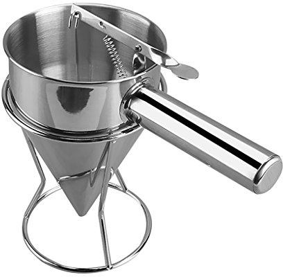 Inzopo Entonnoir à Piston en Acier Inoxydable avec Support pour Crème Sauce Dosage Entonnoir en Sauce 22cm