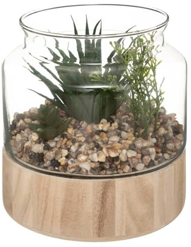 KASANOVA Atmosphera - Plante Artificielle Terrarium - Pot en Verre - H17-5 cm